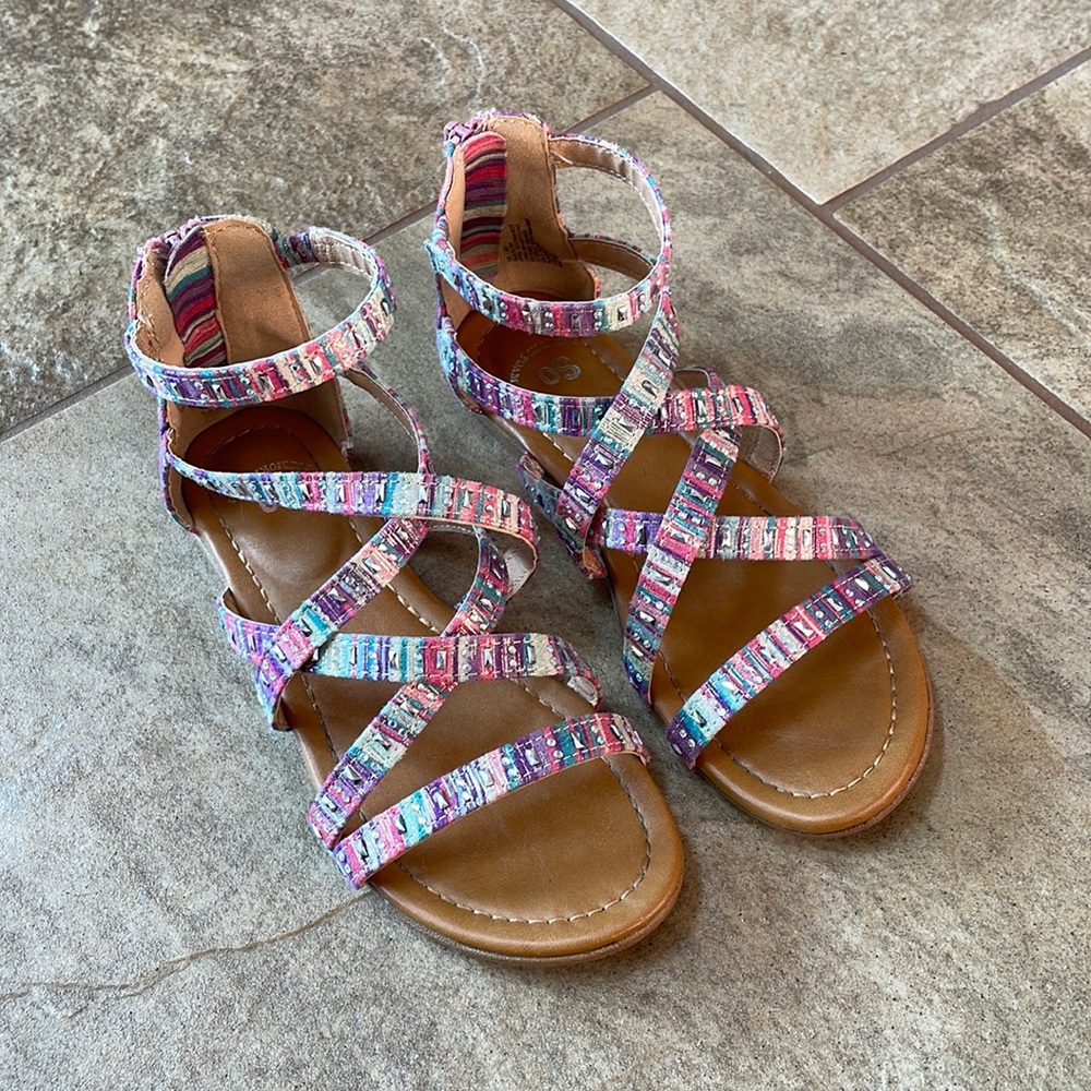 + SO + Striped Gladiator Sandals
